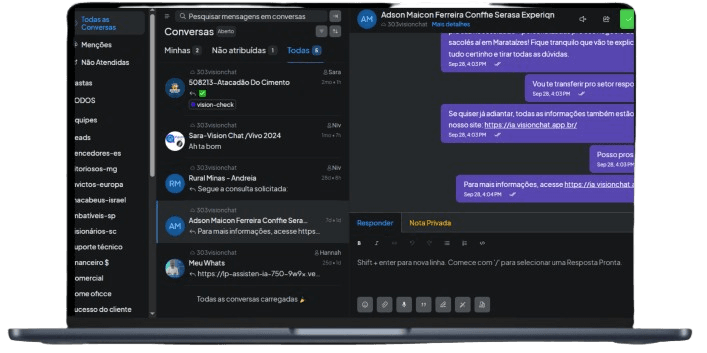 Notebook com a interface da Vision Chat.IA